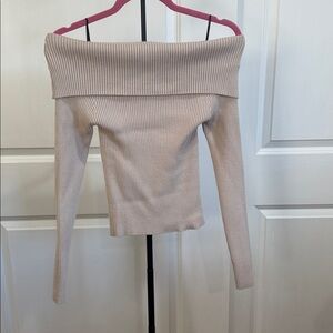 Forever 21 Off-Shoulder Ribbed Sweater - Cream